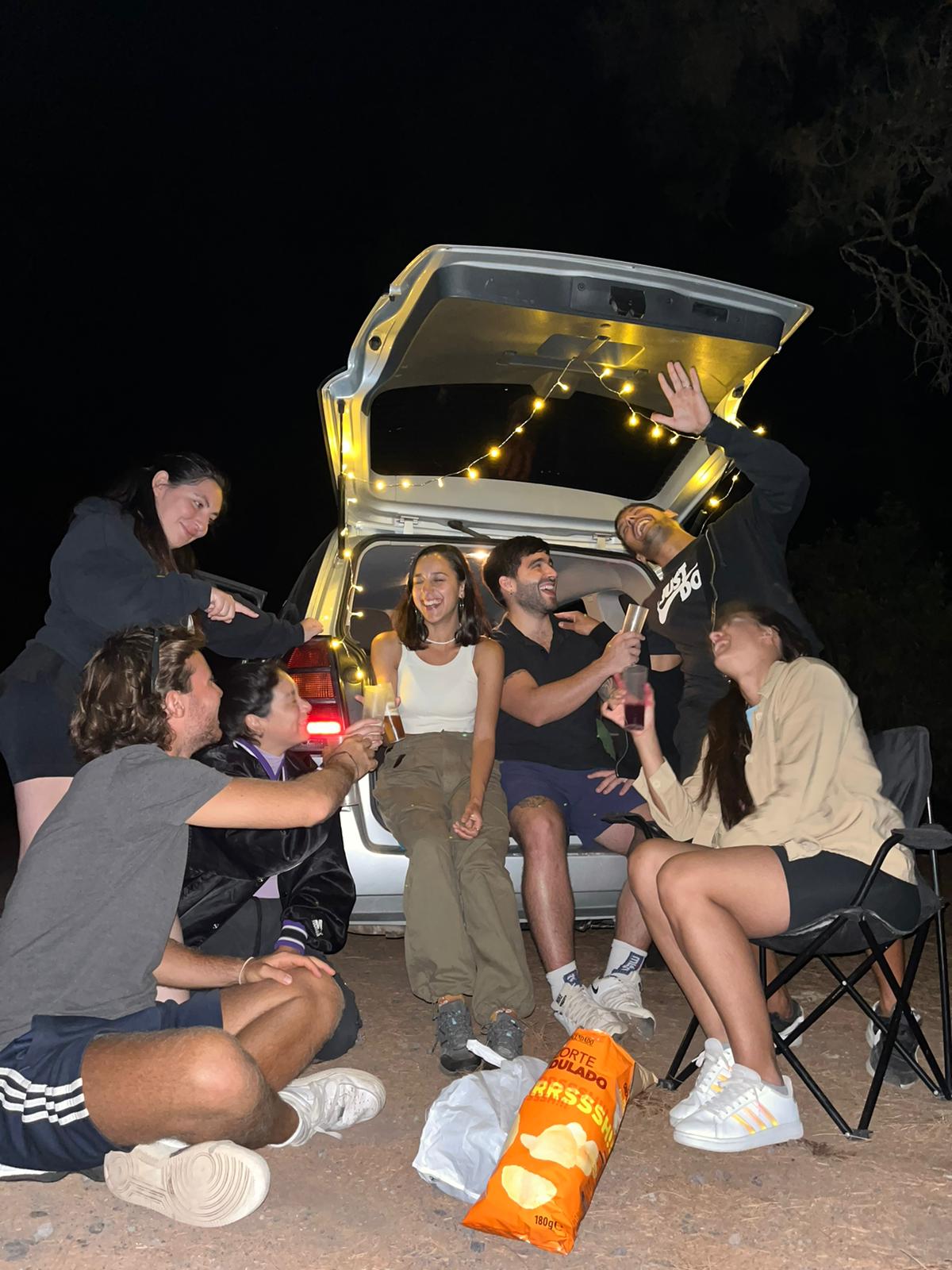 Travellers meeting up before a road trip in northern Tenerife